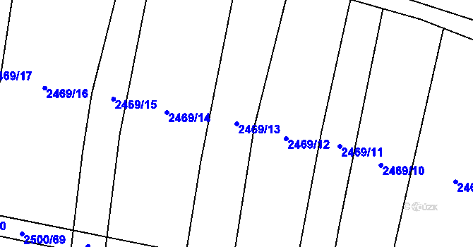 Parcela st. 2469/13 v KÚ Blučina, Katastrální mapa