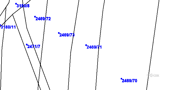 Parcela st. 2469/71 v KÚ Blučina, Katastrální mapa