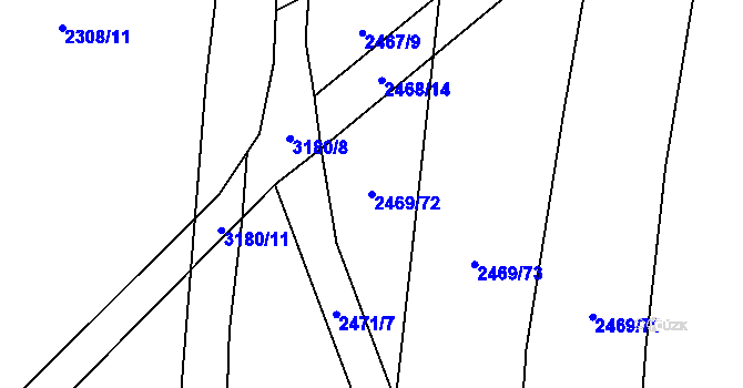 Parcela st. 2469/72 v KÚ Blučina, Katastrální mapa