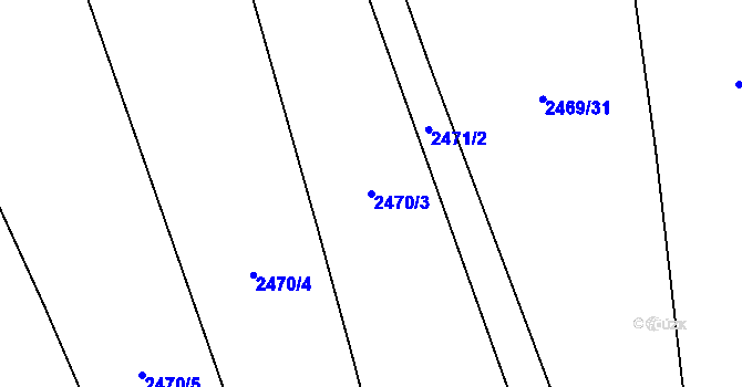 Parcela st. 2470/3 v KÚ Blučina, Katastrální mapa