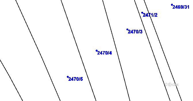 Parcela st. 2470/4 v KÚ Blučina, Katastrální mapa