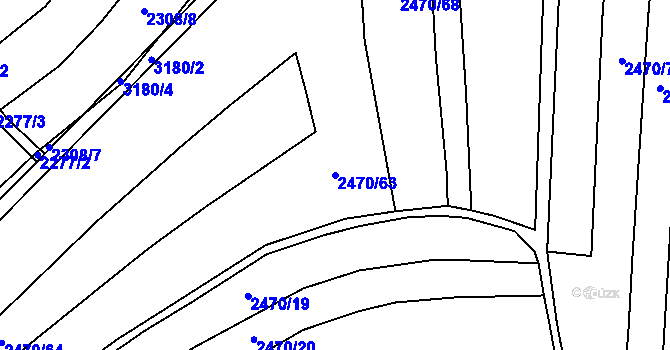 Parcela st. 2470/63 v KÚ Blučina, Katastrální mapa