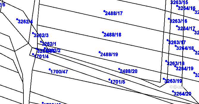 Parcela st. 2488/19 v KÚ Blučina, Katastrální mapa
