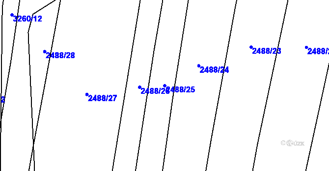 Parcela st. 2488/25 v KÚ Blučina, Katastrální mapa