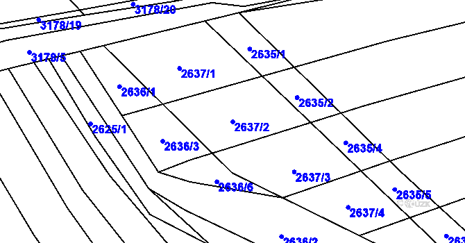 Parcela st. 2637/2 v KÚ Blučina, Katastrální mapa