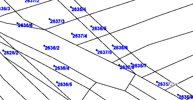 Parcela st. 2637/5 v KÚ Blučina, Katastrální mapa