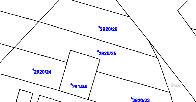 Parcela st. 2920/25 v KÚ Blučina, Katastrální mapa