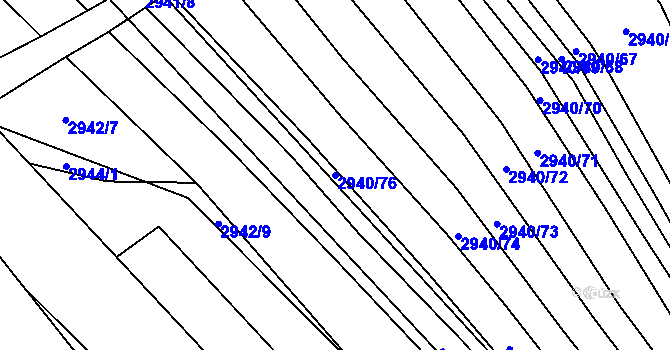 Parcela st. 2940/76 v KÚ Blučina, Katastrální mapa