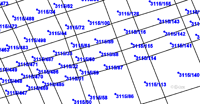 Parcela st. 3115/88 v KÚ Blučina, Katastrální mapa