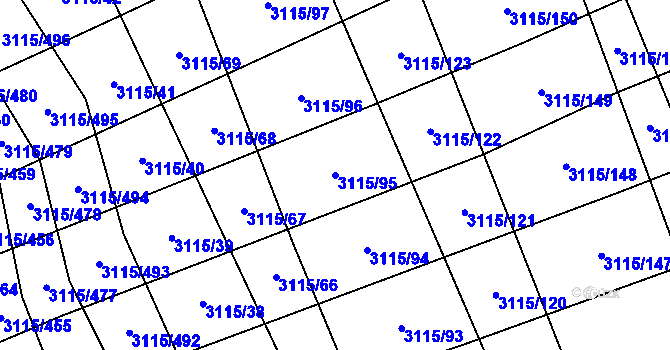 Parcela st. 3115/95 v KÚ Blučina, Katastrální mapa
