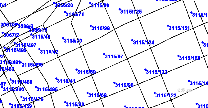 Parcela st. 3115/97 v KÚ Blučina, Katastrální mapa