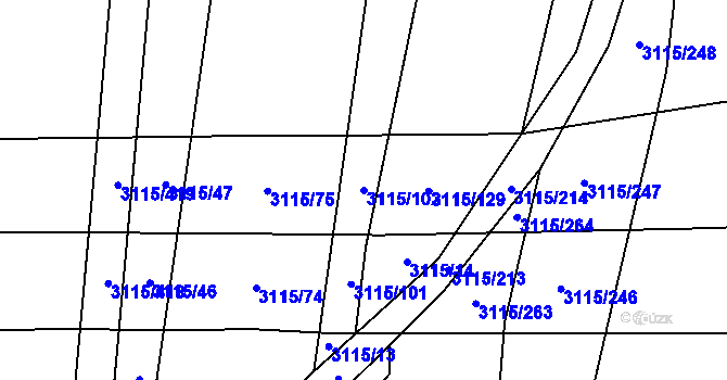 Parcela st. 3115/102 v KÚ Blučina, Katastrální mapa