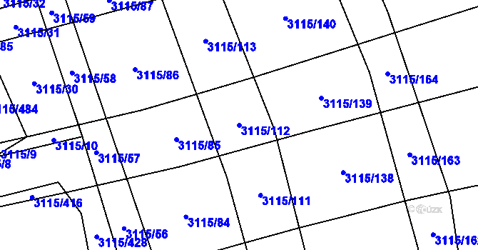 Parcela st. 3115/112 v KÚ Blučina, Katastrální mapa