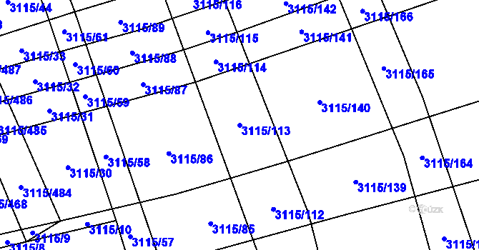 Parcela st. 3115/113 v KÚ Blučina, Katastrální mapa