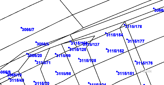 Parcela st. 3115/127 v KÚ Blučina, Katastrální mapa