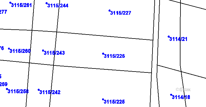 Parcela st. 3115/226 v KÚ Blučina, Katastrální mapa