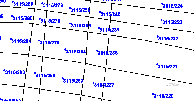 Parcela st. 3115/238 v KÚ Blučina, Katastrální mapa