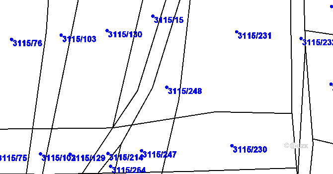 Parcela st. 3115/248 v KÚ Blučina, Katastrální mapa