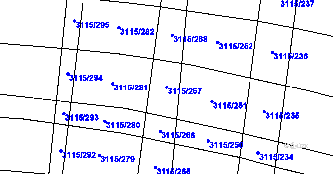 Parcela st. 3115/267 v KÚ Blučina, Katastrální mapa