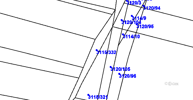 Parcela st. 3115/332 v KÚ Blučina, Katastrální mapa