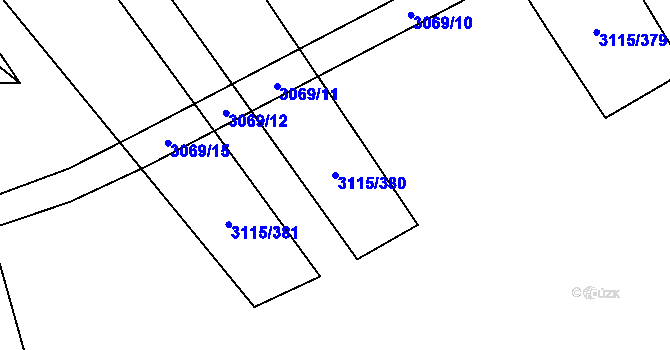 Parcela st. 3115/380 v KÚ Blučina, Katastrální mapa
