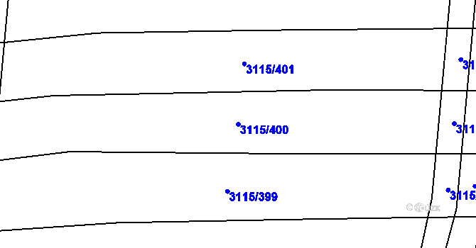 Parcela st. 3115/400 v KÚ Blučina, Katastrální mapa