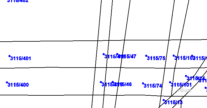 Parcela st. 3115/419 v KÚ Blučina, Katastrální mapa
