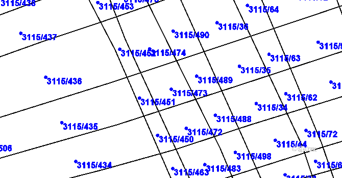 Parcela st. 3115/473 v KÚ Blučina, Katastrální mapa
