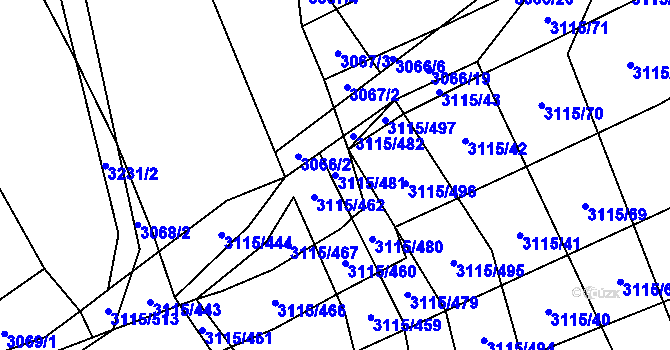 Parcela st. 3115/481 v KÚ Blučina, Katastrální mapa
