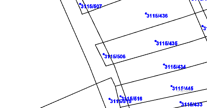 Parcela st. 3115/506 v KÚ Blučina, Katastrální mapa