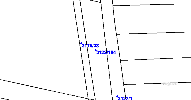 Parcela st. 3122/184 v KÚ Blučina, Katastrální mapa