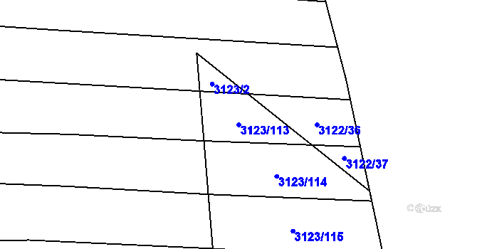 Parcela st. 3123/113 v KÚ Blučina, Katastrální mapa