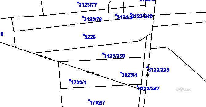 Parcela st. 3123/238 v KÚ Blučina, Katastrální mapa