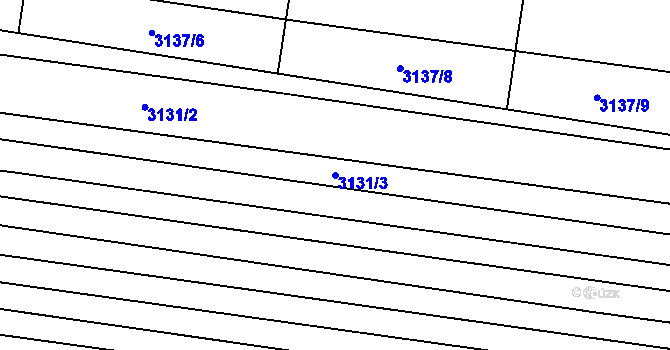 Parcela st. 3131/3 v KÚ Blučina, Katastrální mapa