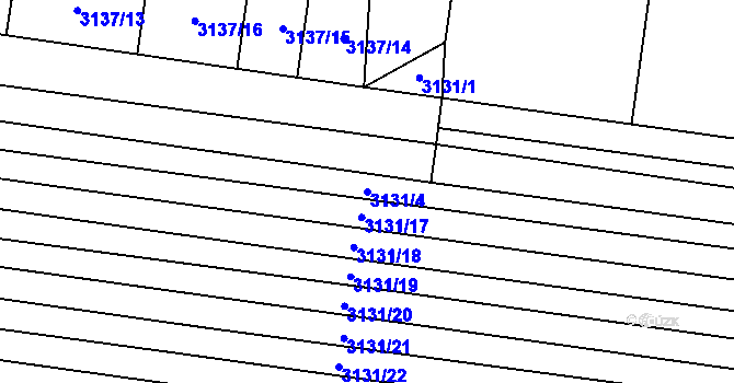 Parcela st. 3131/4 v KÚ Blučina, Katastrální mapa
