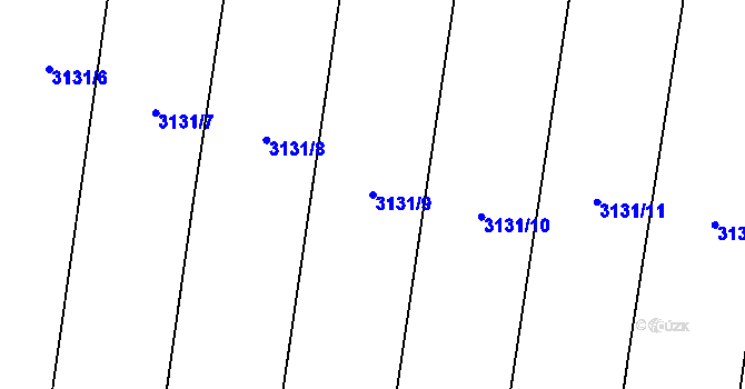 Parcela st. 3131/9 v KÚ Blučina, Katastrální mapa