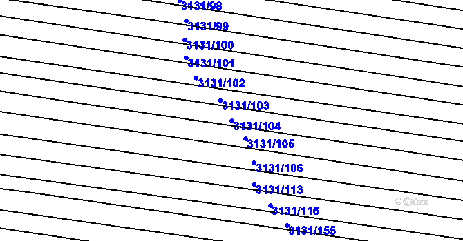 Parcela st. 3131/104 v KÚ Blučina, Katastrální mapa