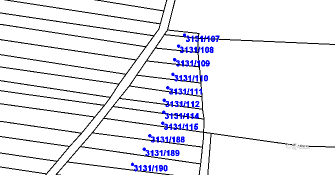 Parcela st. 3131/111 v KÚ Blučina, Katastrální mapa
