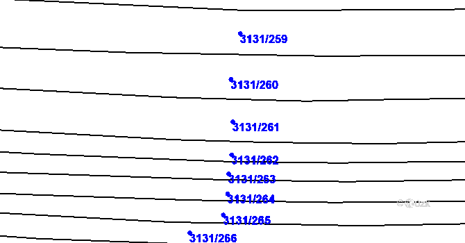 Parcela st. 3131/261 v KÚ Blučina, Katastrální mapa