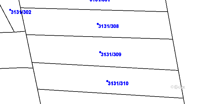 Parcela st. 3131/309 v KÚ Blučina, Katastrální mapa