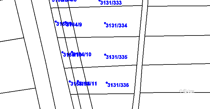 Parcela st. 3131/335 v KÚ Blučina, Katastrální mapa