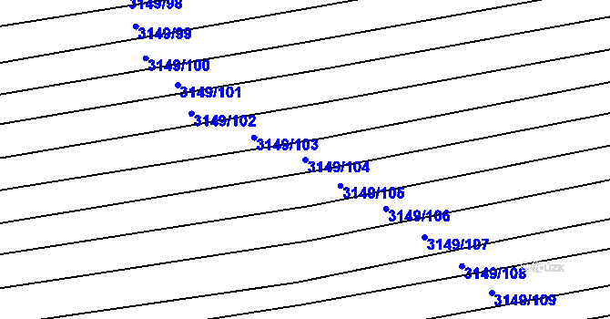 Parcela st. 3149/104 v KÚ Blučina, Katastrální mapa