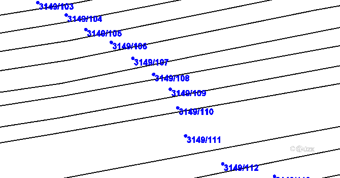 Parcela st. 3149/109 v KÚ Blučina, Katastrální mapa