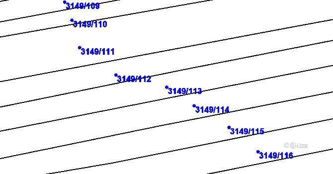Parcela st. 3149/113 v KÚ Blučina, Katastrální mapa