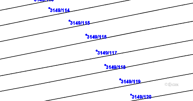 Parcela st. 3149/117 v KÚ Blučina, Katastrální mapa