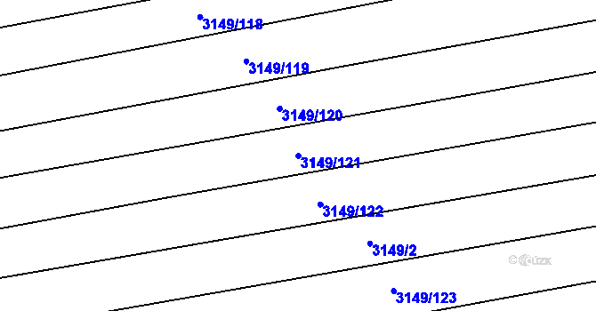 Parcela st. 3149/121 v KÚ Blučina, Katastrální mapa