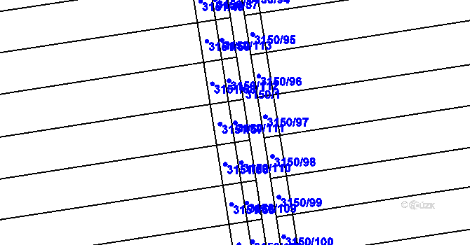 Parcela st. 3150/111 v KÚ Blučina, Katastrální mapa