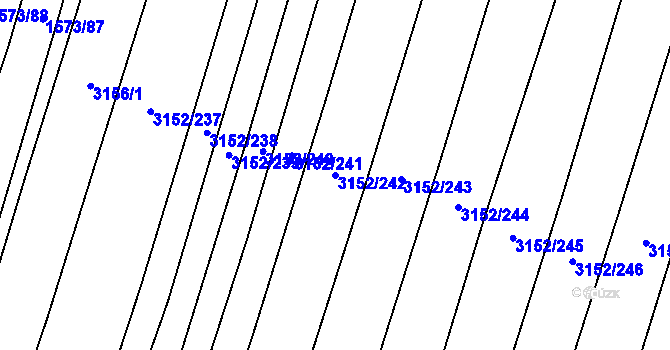 Parcela st. 3152/242 v KÚ Blučina, Katastrální mapa