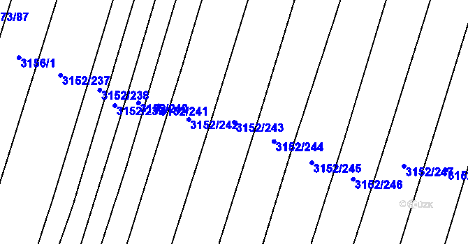 Parcela st. 3152/243 v KÚ Blučina, Katastrální mapa