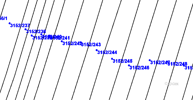 Parcela st. 3152/244 v KÚ Blučina, Katastrální mapa